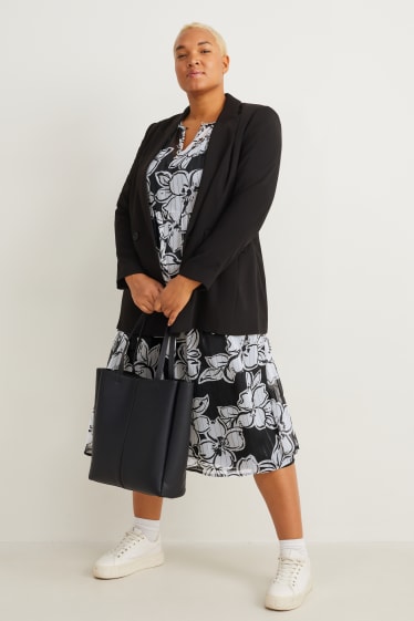 Damen - Chiffon-Kleid - geblümt - schwarz