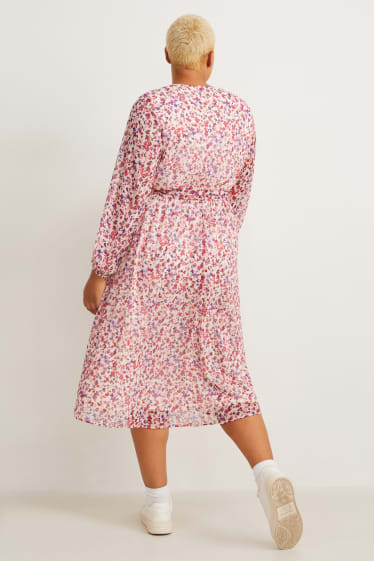 Damen - Wickelkleid - geblümt - weiß