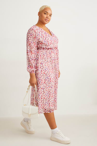 Damen - Wickelkleid - geblümt - weiß