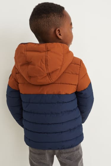 Toddler Boys - Gewatteerde jas met capuchon - donkerbruin