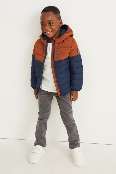 Toddler Boys - Gewatteerde jas met capuchon - donkerbruin