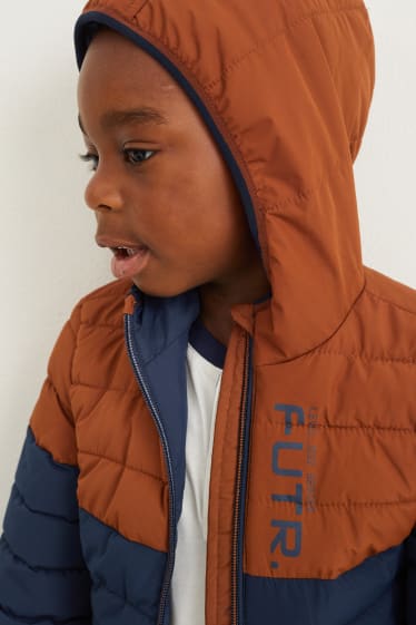 Toddler Boys - Quilted jacket with hood - dark brown