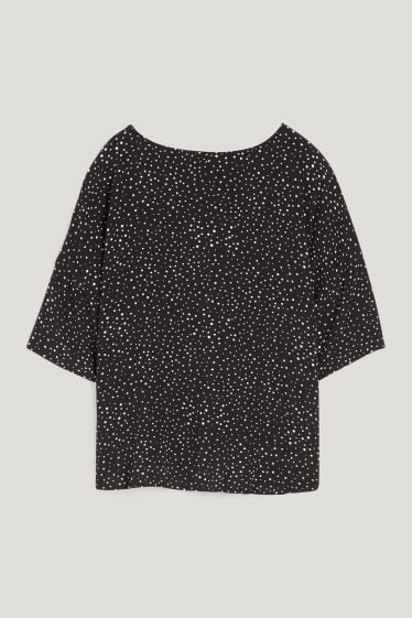 Damen - Bluse - gepunktet - schwarz