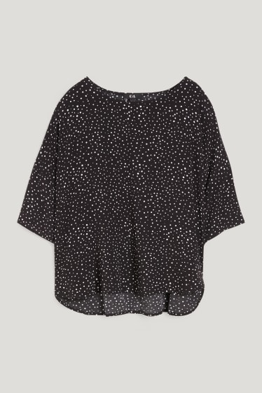 Damen - Bluse - gepunktet - schwarz