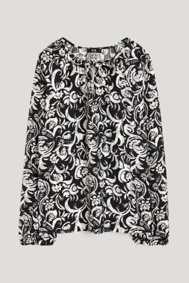Damen - Bluse - gemustert - schwarz