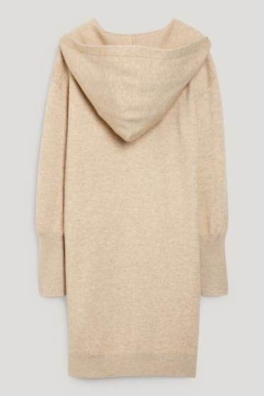 Kids Girls - Strickkleid mit Kapuze - hellbeige