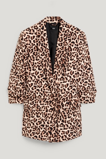 Dames - Blazer - relaxed fit - met patroon - lichtbruin