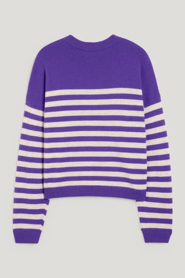 Kobiety - Sweter z kaszmiru - w paski - fioletowy