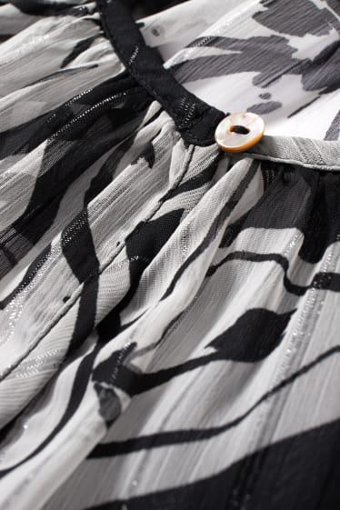 Damen - Chiffon-Kleid - geblümt - schwarz