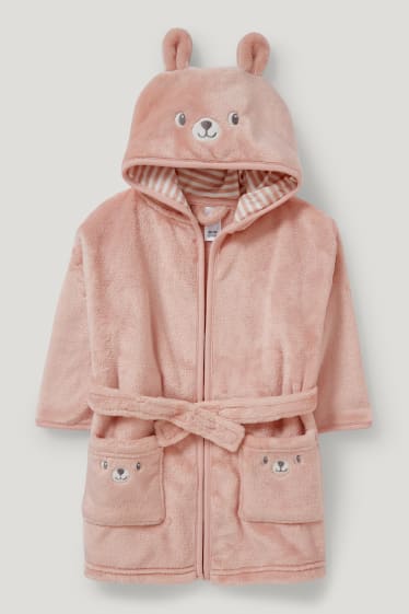 Bebés niñas - Albornoz para bebé con capucha - rosa