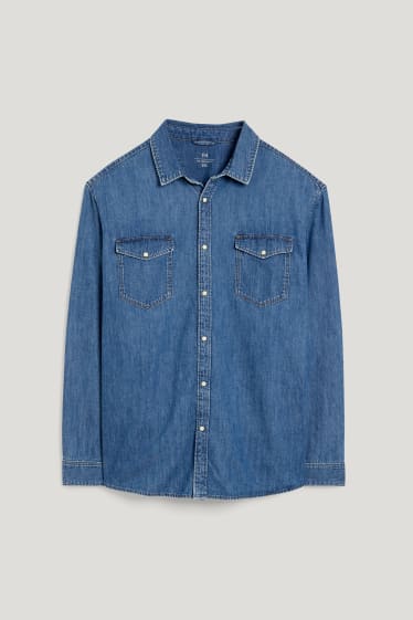 Home XL - Camisa texana - regular fit - Kent - texà blau fosc