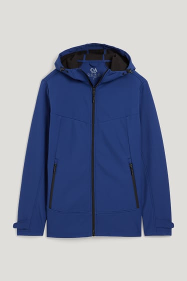 Herren - Softshelljacke mit Kapuze - 4 Way Stretch - dunkelblau