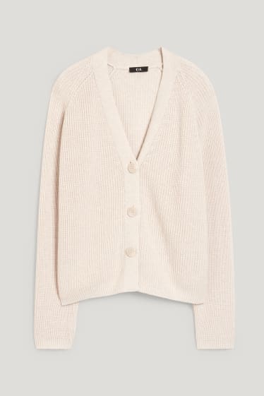 Damen - Basic-Strickjacke - hellbeige