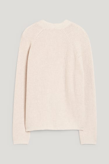 Damen - Basic-Strickjacke - hellbeige