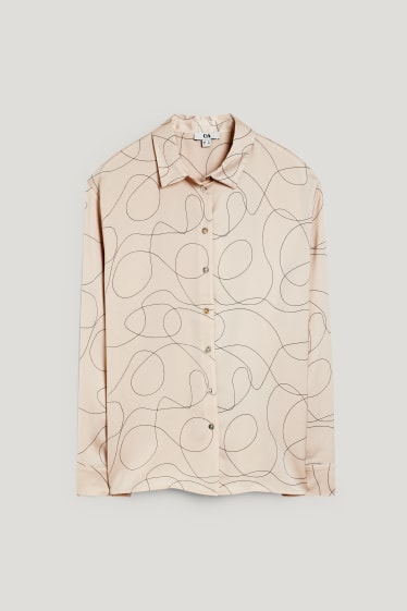 Damen - Business-Bluse - gemustert - beige