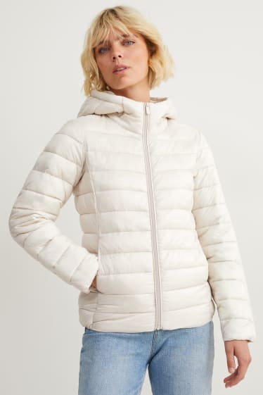 Mujer - Chaqueta acolchada con capucha - crema