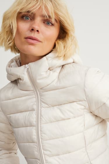 Mujer - Chaqueta acolchada con capucha - crema