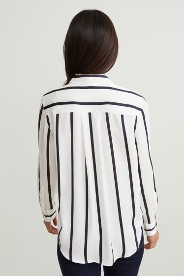 Damen - Bluse - gestreift - cremeweiß