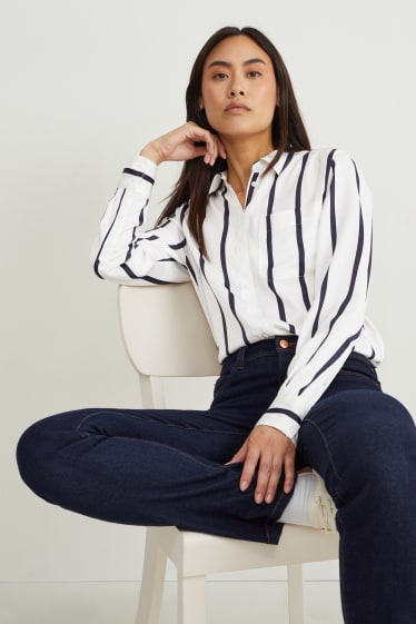 Damen - Bluse - gestreift - cremeweiß