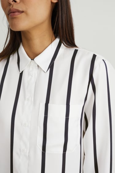 Damen - Bluse - gestreift - cremeweiß