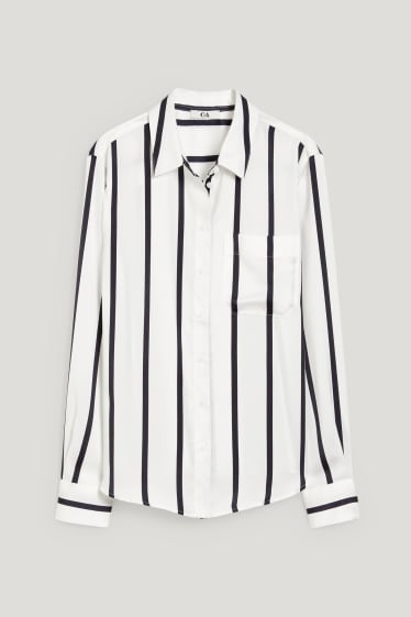 Damen - Bluse - gestreift - cremeweiß