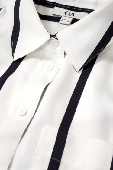Damen - Bluse - gestreift - cremeweiß