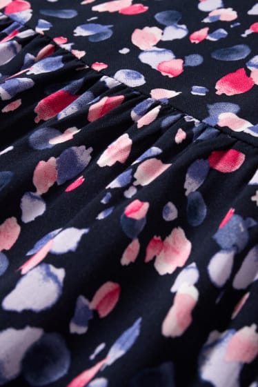 Women - V-neck dress - patterned - dark blue