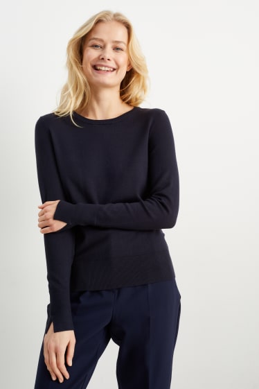 Damen - Basic-Pullover - dunkelblau