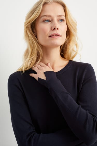 Damen - Basic-Pullover - dunkelblau