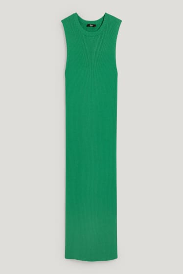Damen - Figurbetontes Strickkleid - gerippt - grün