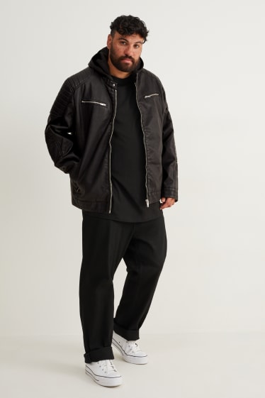Clockhouse Boys - Bikerjacke mit Kapuze - Lederimitat - schwarz
