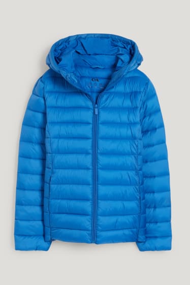 Dames - Gewatteerde jas met capuchon - neon blauw