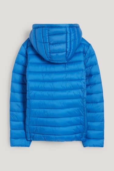 Dames - Gewatteerde jas met capuchon - neon blauw