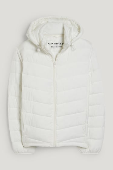 Dames XL - CLOCKHOUSE - gewatteerde jas met capuchon - crème wit