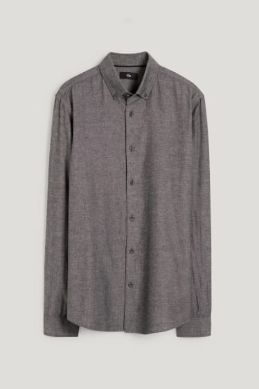 Herren - Hemd - Regular Fit - Button-down - grau-melange