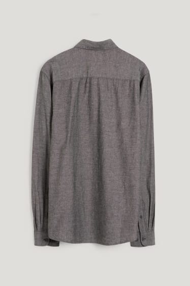 Herren - Hemd - Regular Fit - Button-down - grau-melange