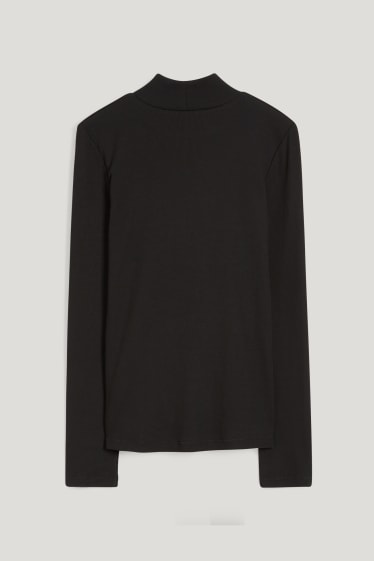 Damen - Basic-Langarmshirt - schwarz