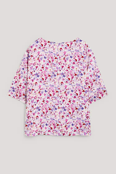 Damen - Bluse - geblümt - weiß / rosa