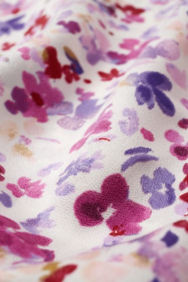 Damen - Bluse - geblümt - weiß / rosa