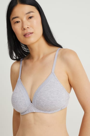 Femmes - Lot de 2 - soutien-gorge sans armatures - ampliforme - gris clair chiné