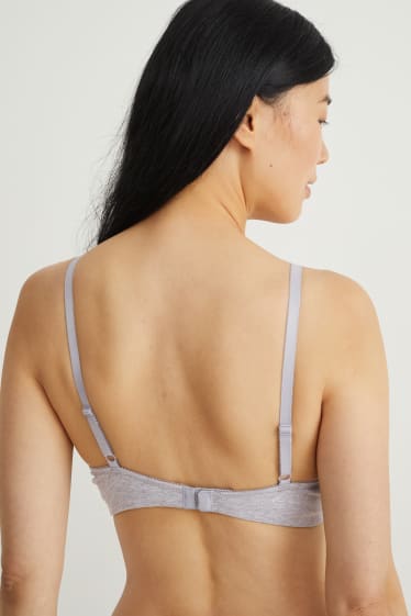 Femmes - Lot de 2 - soutien-gorge sans armatures - ampliforme - gris clair chiné