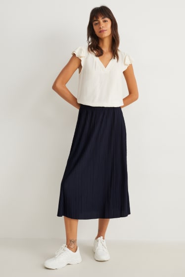 Women - Pleated skirt - dark blue
