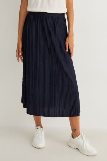 Women - Pleated skirt - dark blue