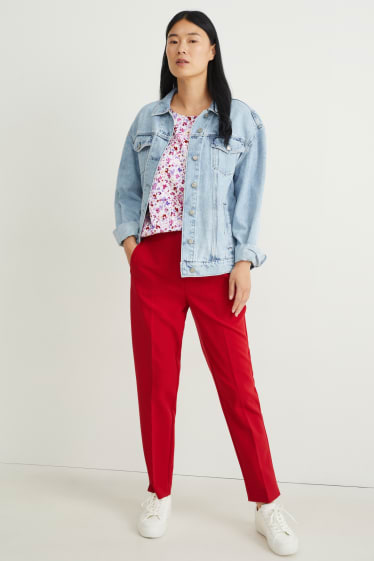 Damen - Bluse - geblümt - weiß / rosa