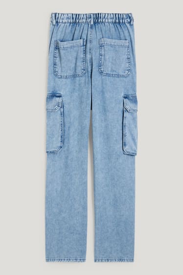 Clockhouse Girls - CLOCKHOUSE - Straight Cargo Jeans - High Waist - jeans-hellblau
