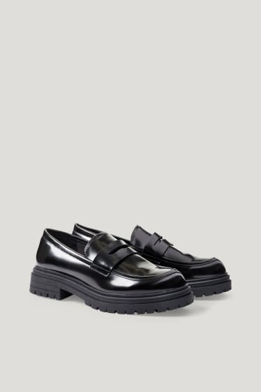 Dames - Loafers - imitatieleer - zwart