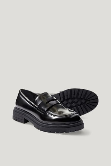 Dames - Loafers - imitatieleer - zwart