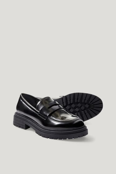 Dames - Loafers - imitatieleer - zwart