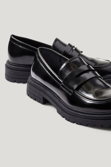 Dames - Loafers - imitatieleer - zwart