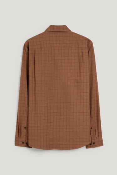 Herren - Hemd - Regular Fit - Cutaway - kariert - braun
